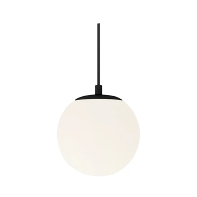 Image of Lucande hanging light Bidolo, black, glass, Ø 15 cm, IP44