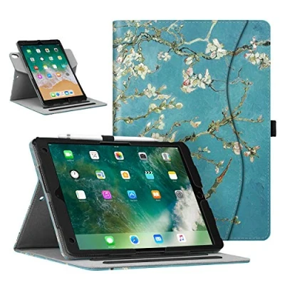 Image of FINTIE Case Compatible with iPad Air 3rd Generation (2019)/iPad Pro 10.5 inch (2017) [360 Degree Rotating] Smart Protective Stand Cover Pocket &amp; Pencil Holder, Auto Sleep/Wake, Blossom