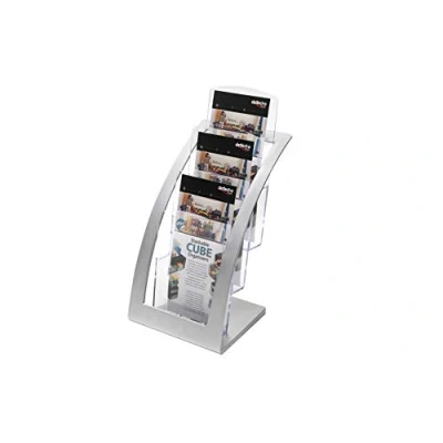 Image of Deflecto 693645 Leaflet Size Contemporary Literature Holder Silver, 17.63 x 17.14 33.81 cm