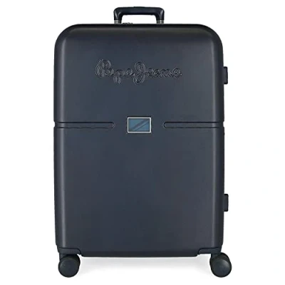 Image of Pepe Jeans Accent Medium suitcase Blue 48x70x28 cms Rigid ABS Integrated TSA closure 79L 4.32 kgs 4 Double wheels