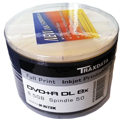 Image of Traxdata DVD Double Layer Plus R DL 8x White Inkjet Printable (50 Pack)