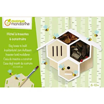 Image of Avenue Mandarine Ref CO173C Creative Box Build Your Own Bug House / Insect Hotel Wooden Construction Parts, Paints &amp; Brush Included, Suitable for Ages 6 10+