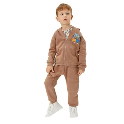 Image of Koton Babyboys Jogger Sweatpants Pocket Detail Drawstring Cotton Mix Sweatpants, Brown(540),