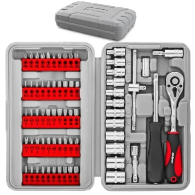 Image of Hi Spec 69pc Compact DIY Tool Kit Set in a Box Case. Home &amp; Garage Screw Driver Bits, 1/4&quot; Metric Sockets Wrench Handles