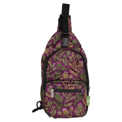 Image of ECO CHIC Lightweight Foldable Crossbody Bag Recycled Plastic Shoulder Backpack Folds Into Pouch for Storage (Thistle Purple)