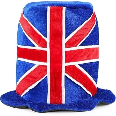 Image of Toyland® 30cm Union Jack Velvet Top Hat British Fancy Dress Accessories