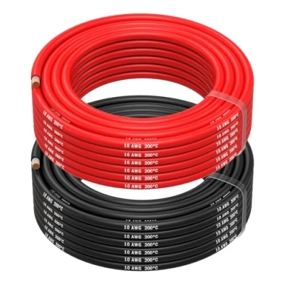 Image of MMOBIEL 10 AWG Electrical Silicone Wire Gauge (5,26mm²) Tinned Copper Cable 2 Separate Wires Red &amp; Black Each m / 32.8 ft for RC, Drones, 3D Printers, Batteries, Speaker Wires, Led Strips