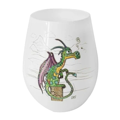 Image of Lesser &amp; Pavey Ceramic Stemless Cup Tumbler Lovely Wine Gifts for Women Men Duncan Dragon Drawing Drinkware Microwaveable Mug Bug Art