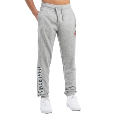 Image of Lonsdale Men&#039;s Virkie Joggers, Marl Grey/Navy/Red, XL