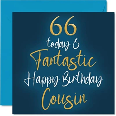 Image of Fantastic 66th Birthday Cards for Cousin 66 Today &amp; Happy Card from Relative, Gifts, 145mm x Greeting Gift