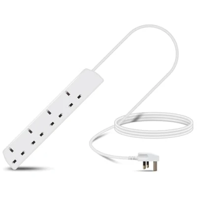 Image of Eagle Four Gang Mains Power 13A Extension Socket to UK Plug Lead Cable, British Standards BS1363 2m