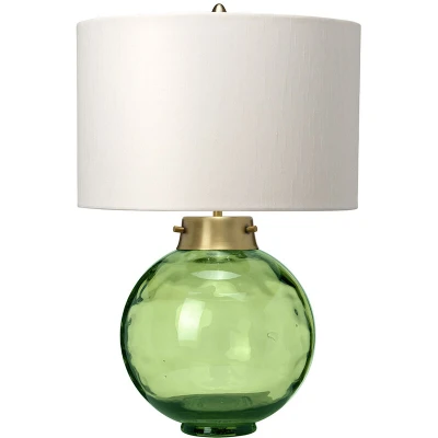 Image of Kara Table Lamp, Dark Green, Faux Silk Shade