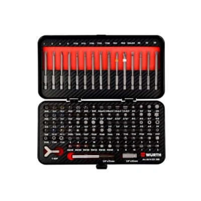 Image of Würth Bit Set Case 105 Pieces Extensive 1/4 Inch Assortment with the Most Common Standard and Security Bits in Short Long Design Box