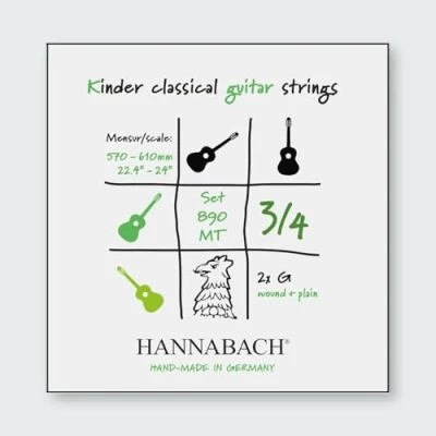 Image of Hannabach Classical Guitar strings Series 890 MT for 3/4 Children&#039;s Scale: 57 61 cm Set with 2 G 890MT