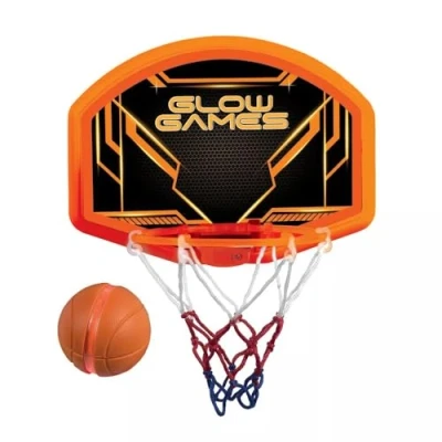 Image of Glow Games Light Up basketball hoop and Ball, LED in the Dark, for kids age 5+