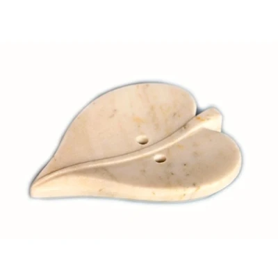 Image of KLEO Marble Stone Soap Dish Holder Bath Accessories Bathroom (Leaf Shaped)
