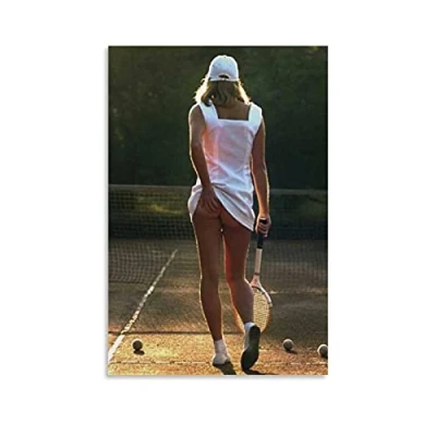 Image of Tennis Girl Beautiful Pretty Girls Poster Wall Art and Canvas Picture Print Modern Family bedroom Aesthetic Decor Posters 08x12inch(20x30cm)
