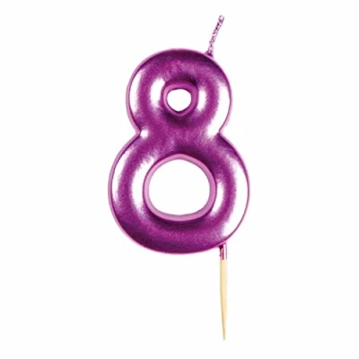 Image of amscan 9911841 Met Pink Numerical Candle 8