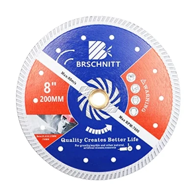Image of BRSCHNITT Diamond Blade for Concrete Masonry,200mm with Arbor 25.4mm 22.23mm 16mm Dry/Wet Continuous Rim Cutting Disc Granite Marble Stone Hard Reinforced