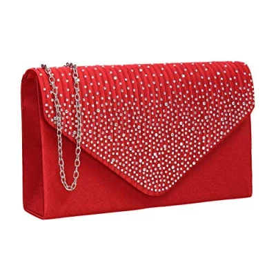 Image of SWANKYSWANS Womens Abby Diamante Envelope Style Bag Clutch Red