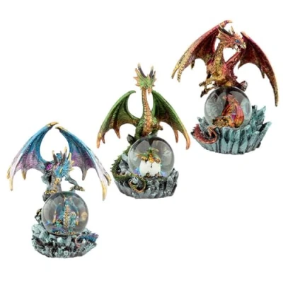 Image of Puckator Dark Legends Crystal Orb Dragon Mother Snow Globe Fantasy Design Home Decoration Plastic Globes For Adults With Real Glass Dome Resin Beautiful Uk