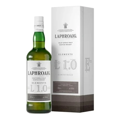 Image of Laphroaig Elements 1.0 Scotch Islay Single Malt Peated Whisky Tropical Fruits &amp; Warming Smoke A Unique 58.6% ABV 70cl