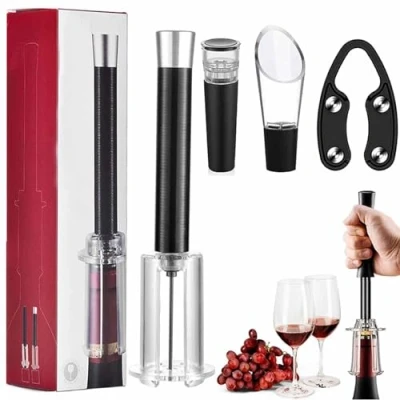 Image of Wine Opening Set, Air Pressure Pump Opener for Removing Cork, Portable Bottle Needl, Corkscrew Cork Remover