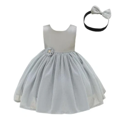 Image of Lito Angels Wedding Bridesmaid Flower Girl Fancy Dress Christmas Party Outfit Ball Gown with Headband Baby Girls Age 9 12 Months, Silver (Tag Number 70)