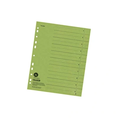 Image of Original Falken 100 pack of dividers. Made in Germany. recycled cardboard for DIN A4 green dividers folders register calendars Blue Angel