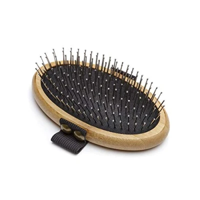 Image of Mikki Bamboo Ball Pin Palm Brush for Gentle Grooming, Dog, Cat, Puppy with Medium and Thick Hair Coats, Handmade from Natural Sustainable Bamboo,Brown