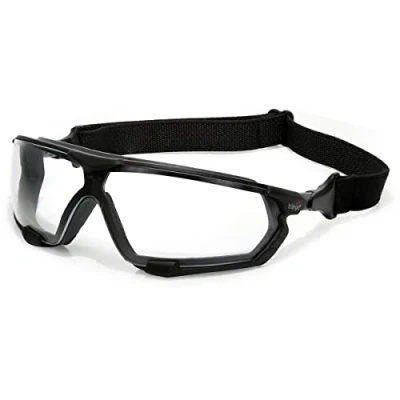 Image of UCi Traega LUGA HYBRID Safety Glasses Interchangeable Strap &amp; Side Arms KN Rated Permanent Anti Fog, Scratch Lens Lightweight Comfortable Wraparound Modern Sport Design (Clear)