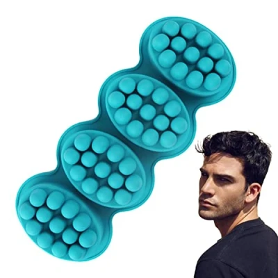 Image of Dous Silicone Massage Soap Mold,4 Cavity Oval Mould, Handmade Making Mould,Scalp Massager Mold,Cookie Chocolate Cake Mold Tray