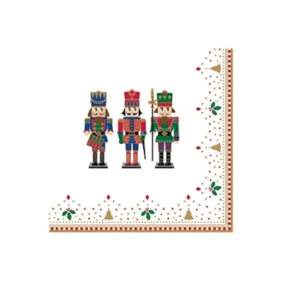 Image of EASY LIFE Pack of 20 Napkins with Nutcracker 33 x cm R0414#NUTC