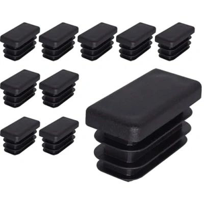 Image of SKIR&#039;CO (10 pcs) Rectangular Plastic Plugs 18 x 30 mm, Mat Tube End Caps, Rectangle Inserts, Fence Post Plugs, Black RAL 9005