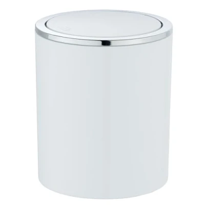 Image of WENKO 2 Litre Swing Lid Waste Bin, Acrylonitrile butadiene styrene (ABS), White, Ø 14 x 16,8 cm