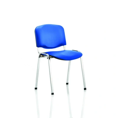 Image of ISO Stacking Chair Blue Vinyl Chrome Frame Without Arms