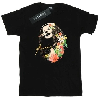 Image of Absolute Cult Janis Joplin Men&#039;s Floral Pattern T Shirt Large Black