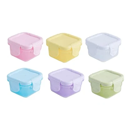 Image of Small Plastic Pots,6 PCS Mini Weaning Pots with Lids Baby Food Storage Boxes Container Feeding Freezer 60ML