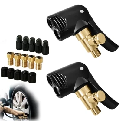Image of 17 Pcs Dual Head Bike Track Pump And Adapter Set, Multi Use Connector Valve For Bicycle Replacement Accessories, Schrader Valve, Presta Ball Air Mattress