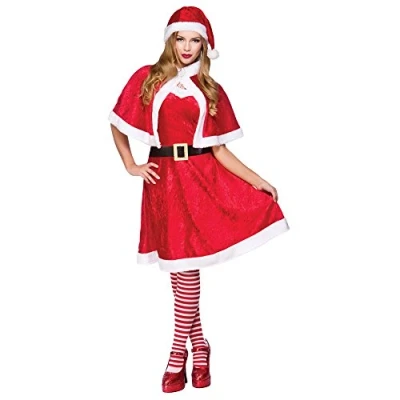 Image of Womens Little Miss Santa Fancy Dress Costume Plus Size