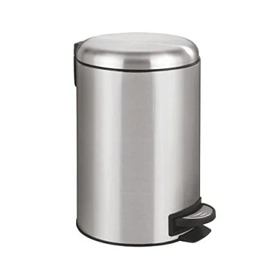 Image of WENKO Pedal bin Leman of Stainless Steel 12l matt, Steel, Silver, 25 x 32 38 cm