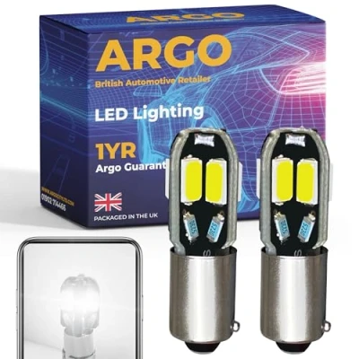 Image of Argo Ba9s 233 Led Bulbs 8 Smd Xenon White 12v Car Light Interior 433 T4W Number Plate Bulb Map Dome Van Side Marker Reverse