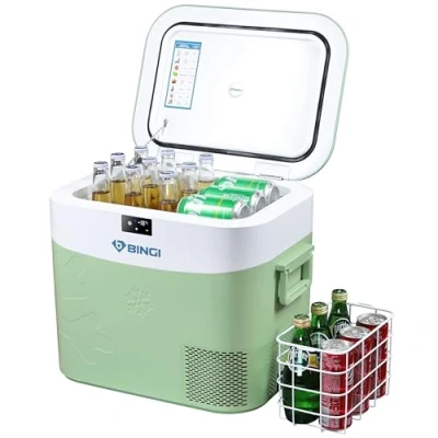 Image of BINGI Camping Fridge 19.3Quart(22L),Car Freezer Portable Refrigerator 12V/24V DC &amp; 100 240V AC For Campervan,Lorry,Boat,travel,Pinic and Home Use, 18℃ to 15℃