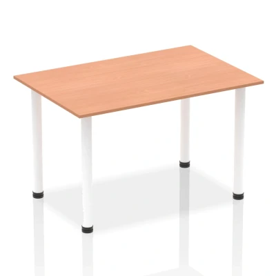 Image of Impulse 1400mm Straight Table Beech Top White Post Leg