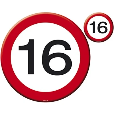 Image of Folat 16th Birthday Traffic Sign Placemat and Coasters Set 4 pieces
