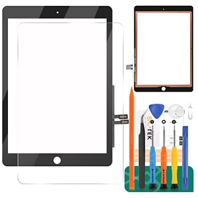 Image of SRJTEK Touch Screen Replacement for IPad 9.7&quot; 2018 6 6th Gen A1893 A1954 Digitizer Glass Assembly Kits (Without Home Button)+Pre Installed Adhesive+Tools+Tempered (Black)