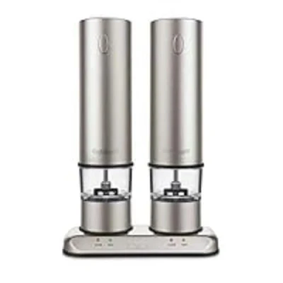 Image of Cuisinart Rechargeable Electric Salt &amp; Pepper Mill Set in Brushed Stainless Steel SP 4 Newest Model