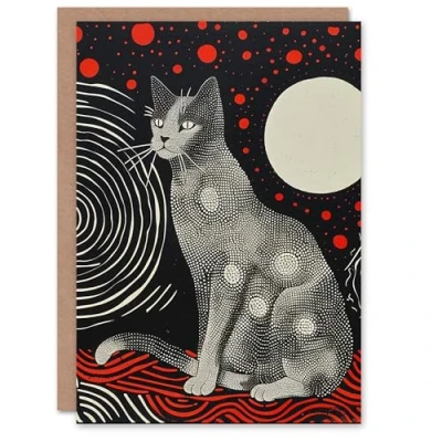 Image of Artery8 Birthday Card Stars Cat Space Kitty Mystical Animal Lover For Him Her Man Woman Girl Boy Wife Husband Greeting