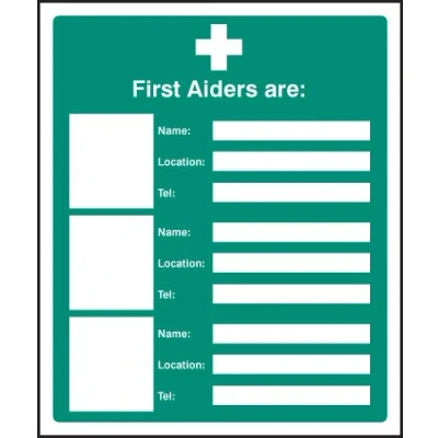 Image of First Aid &amp; Safe Condition Signs aiders are (space for 3) Self Adhesive Vinyl