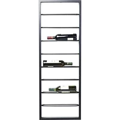 Image of Kare Design Wall Wine Shelf Bistro, Black, Steel, Hanging Rack for Bottle, 42x120cm, Industrial Style, Decor, Room Decor Living Room, Kitchen